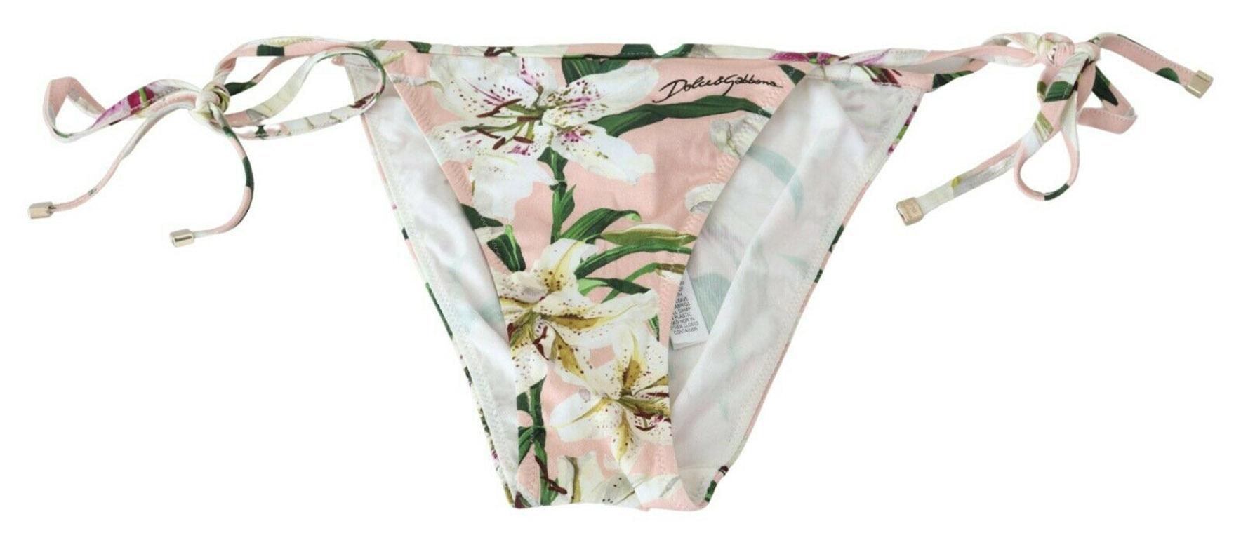 Dolce & Gabbana Pink White Lily Two Piece Swimsuit Bikini Swimwear Flowers For Sale 1