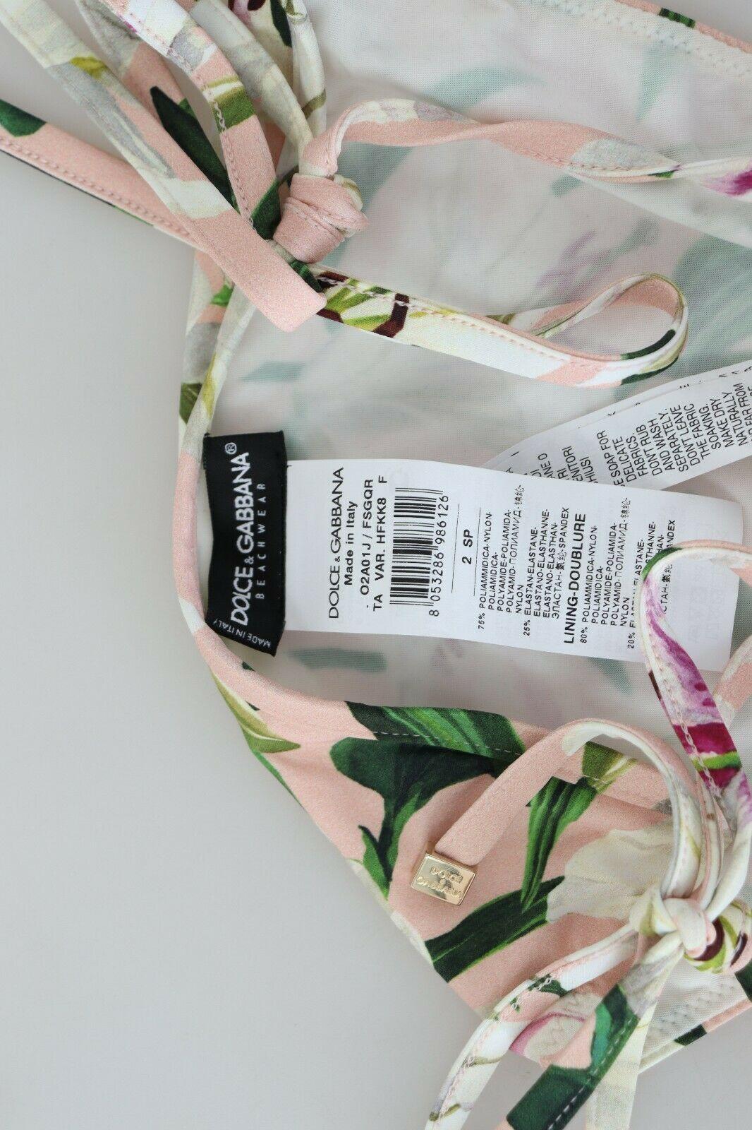 Dolce & Gabbana Pink White Lily Two Piece Swimsuit Bikini Swimwear Flowers For Sale 2