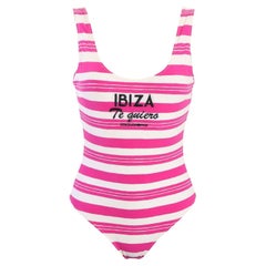 Dolce & Gabbana Pink White Striped I love Ibiza Full Swimsuit Swimwear One-piece