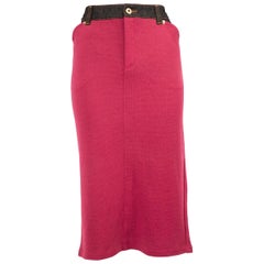 Dolce & Gabbana Pink Wool Knit Midi Skirt Size XXL