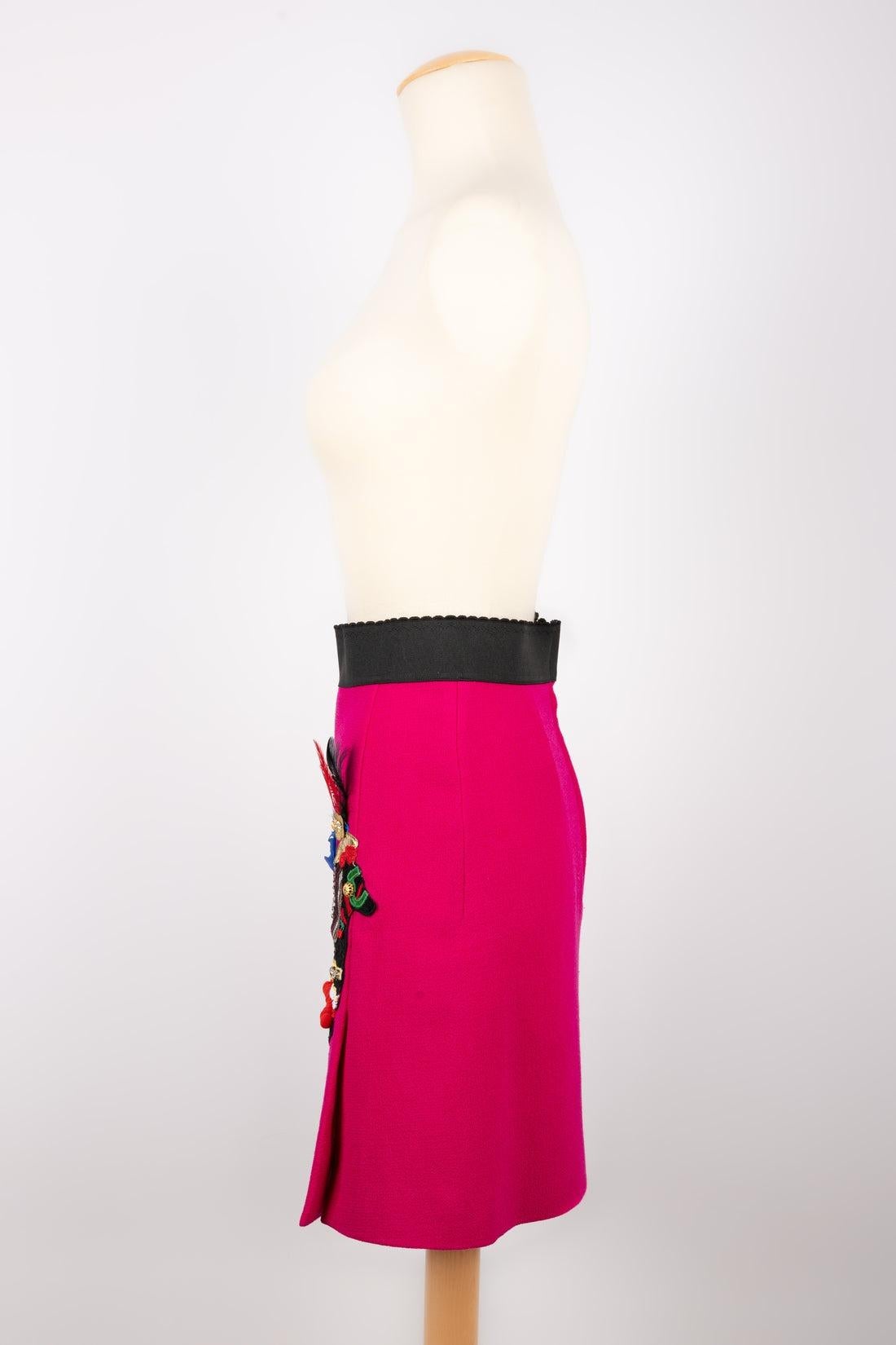 White Dolce & Gabbana Pink Wool Skirt, 2016 For Sale