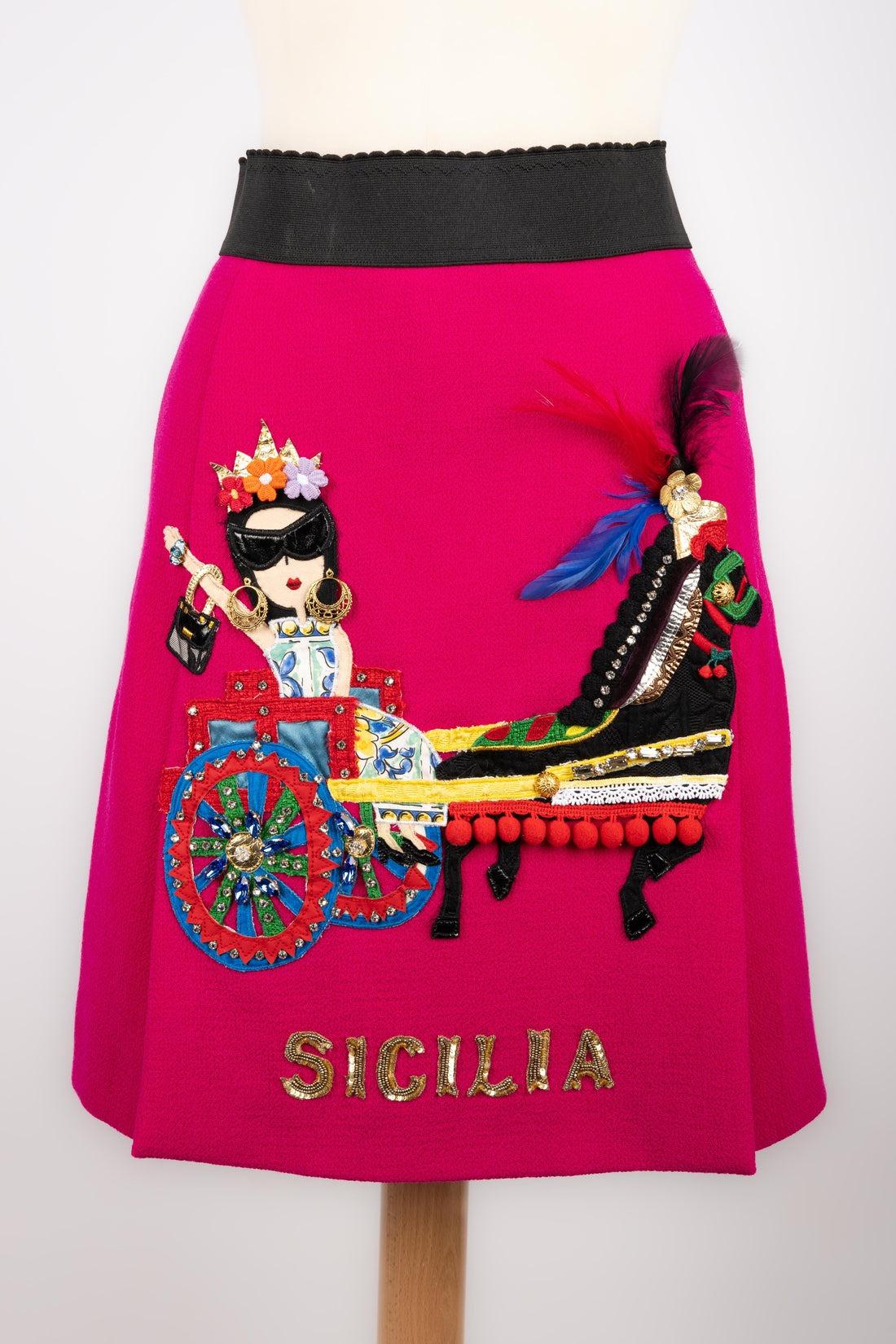 Dolce & Gabbana Pink Wool Skirt, 2016 For Sale 1