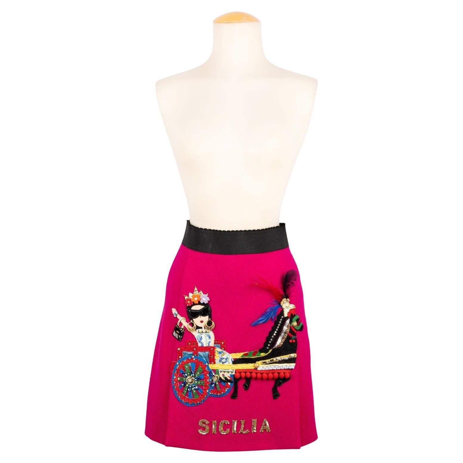 Dolce & Gabbana Pink Wool Skirt, 2016