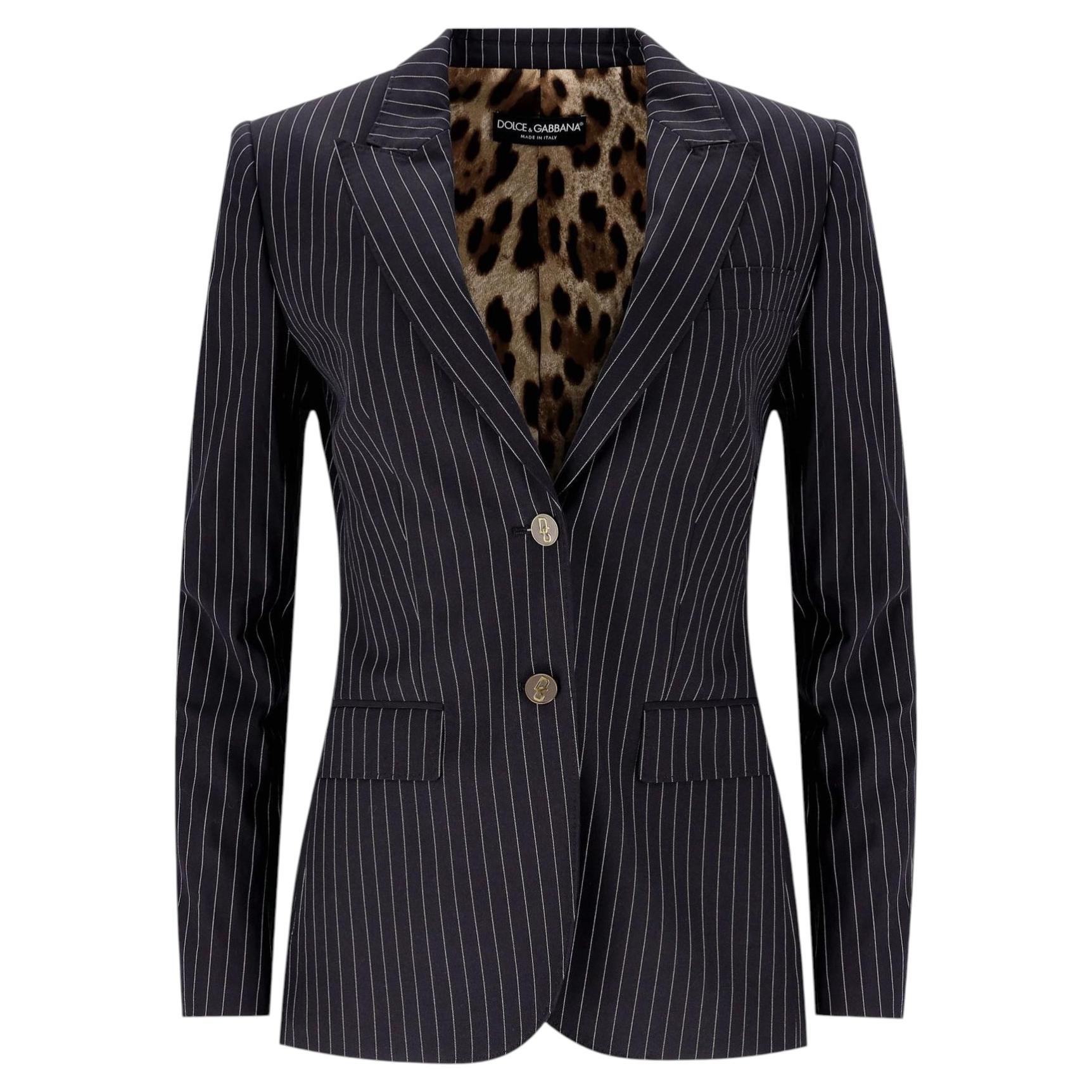 Chaqueta de algodón a rayas de Dolce & Gabbana con botones «DG»