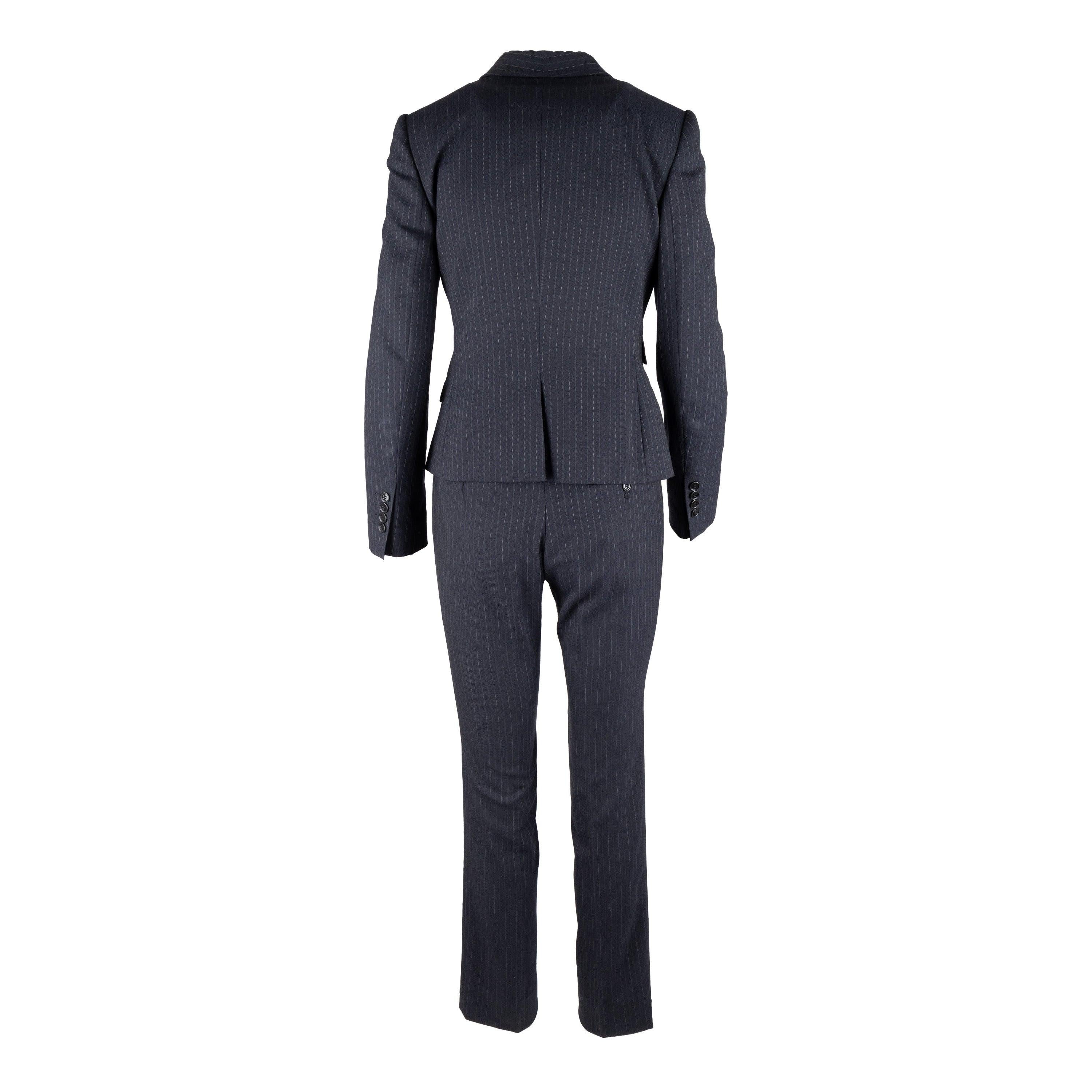 Black Dolce & Gabbana Pinstripe Suit with Vest - '10s For Sale