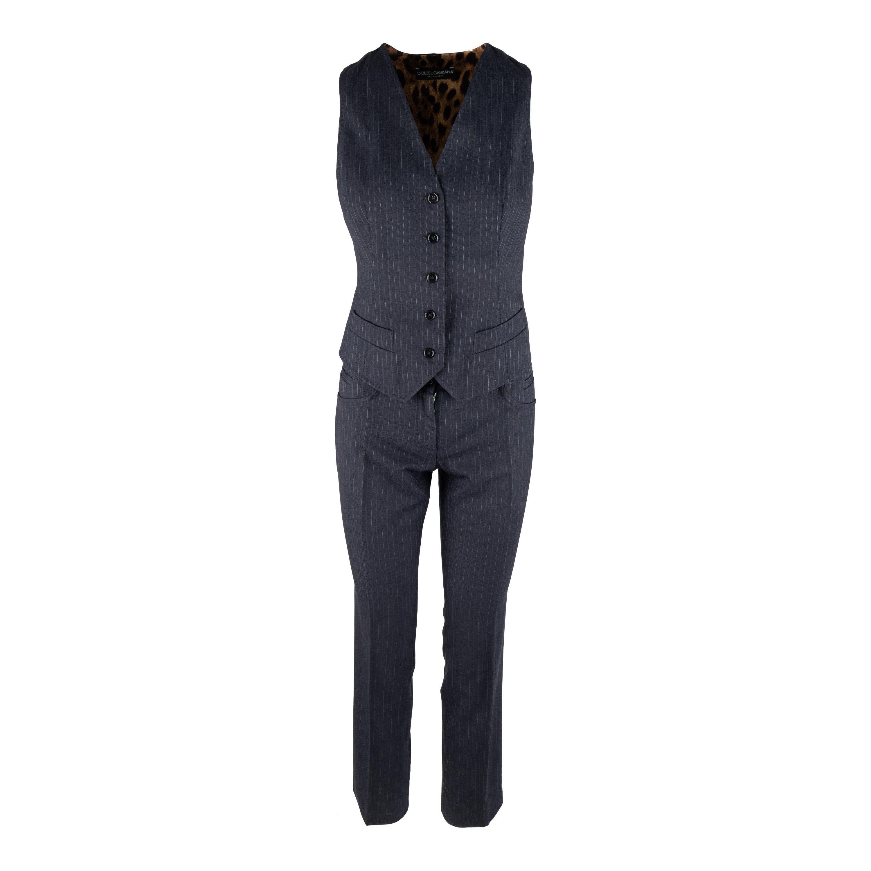 Dolce & Gabbana Pinstripe Suit with Vest - '10s In Excellent Condition For Sale In Milano, IT