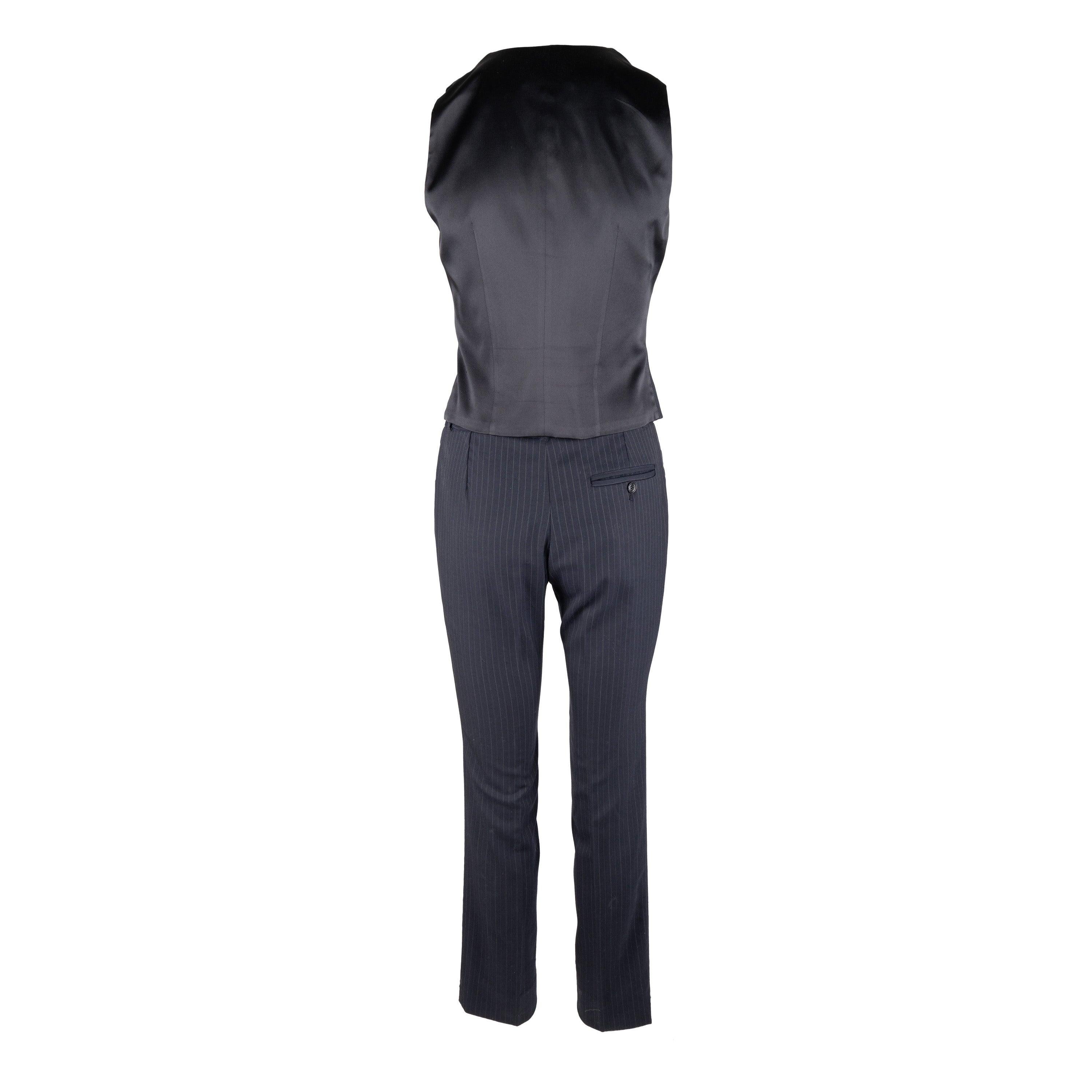 Women's Dolce & Gabbana Pinstripe Suit with Vest - '10s For Sale