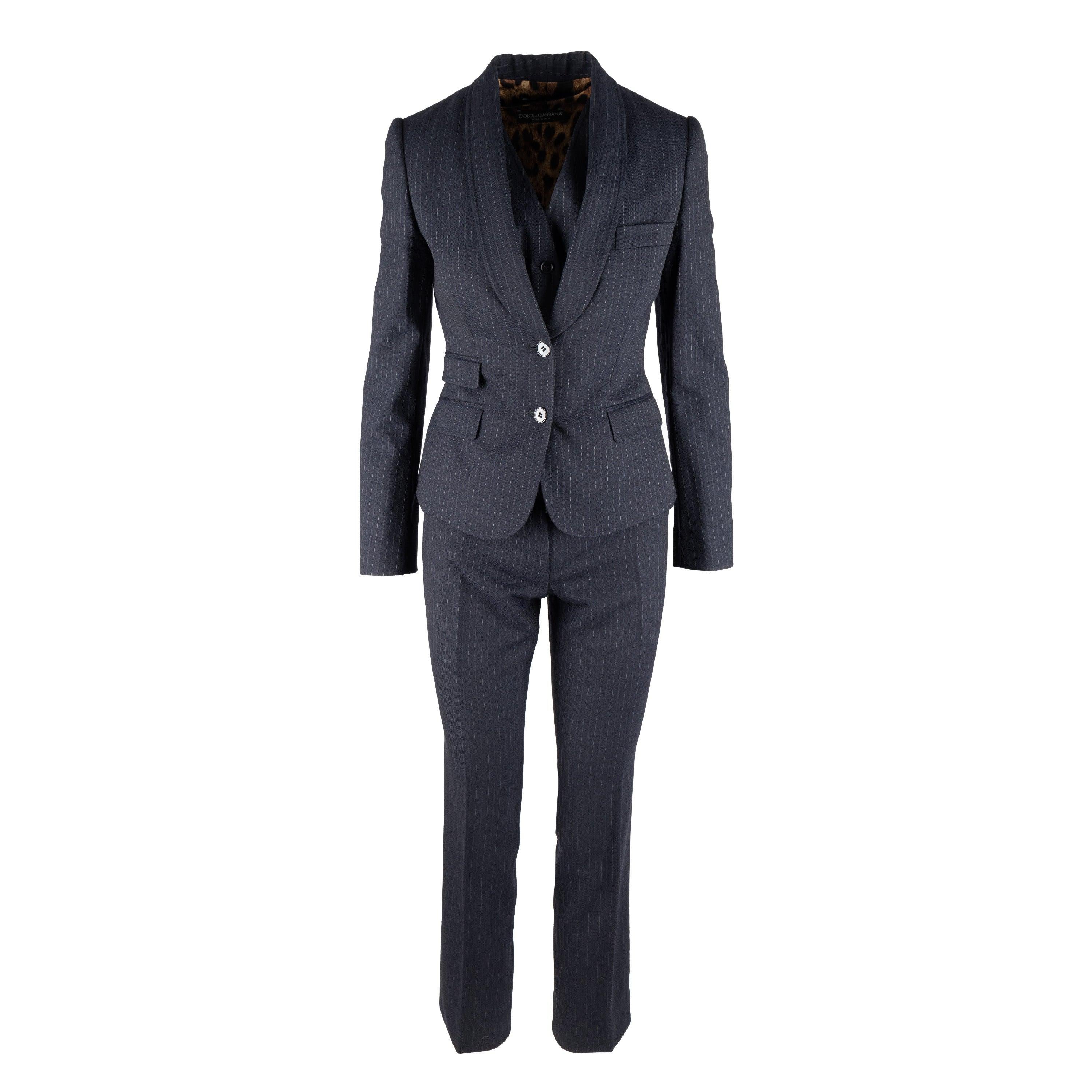 Dolce & Gabbana Pinstripe Suit with Vest - '10s For Sale