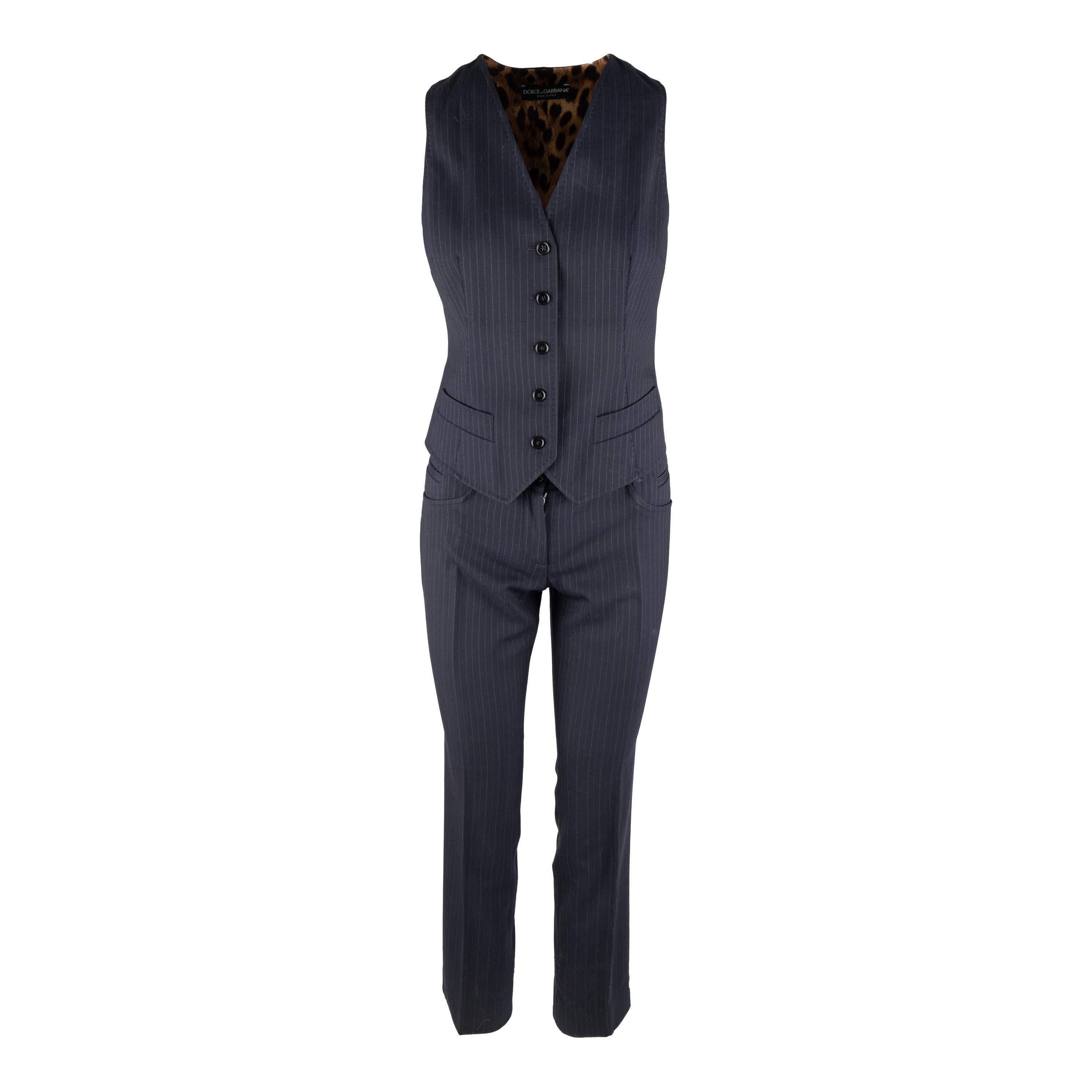Dolce & Gabbana Pinstripe Suit with Vest For Sale 6