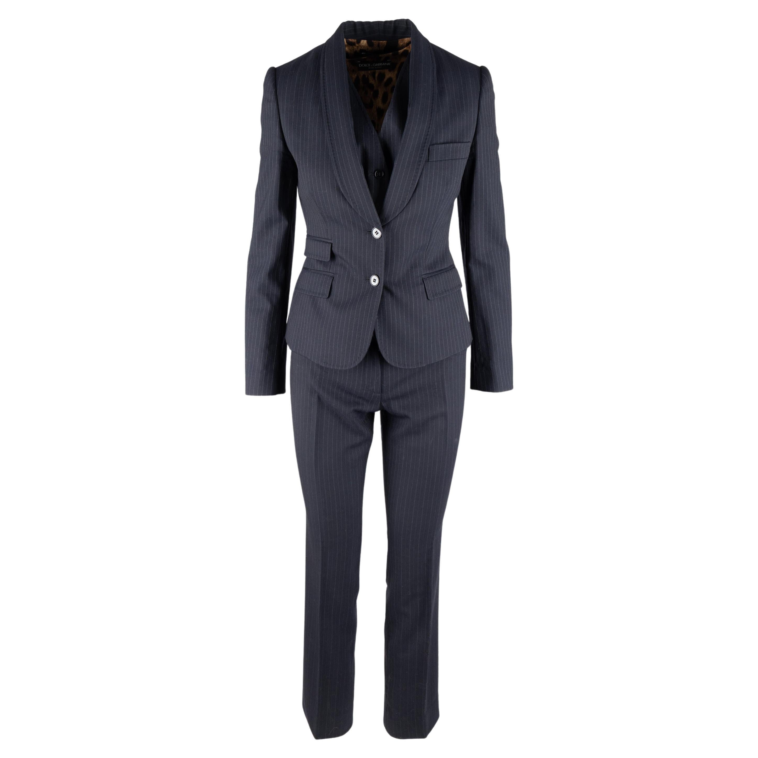 Dolce & Gabbana Pinstripe Suit with Vest For Sale