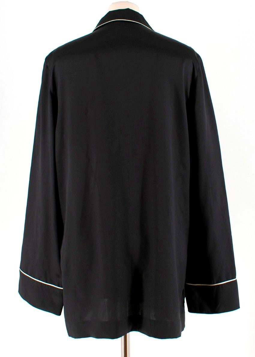 Black Dolce & Gabbana piped silk-satin pyjama shirt US 4