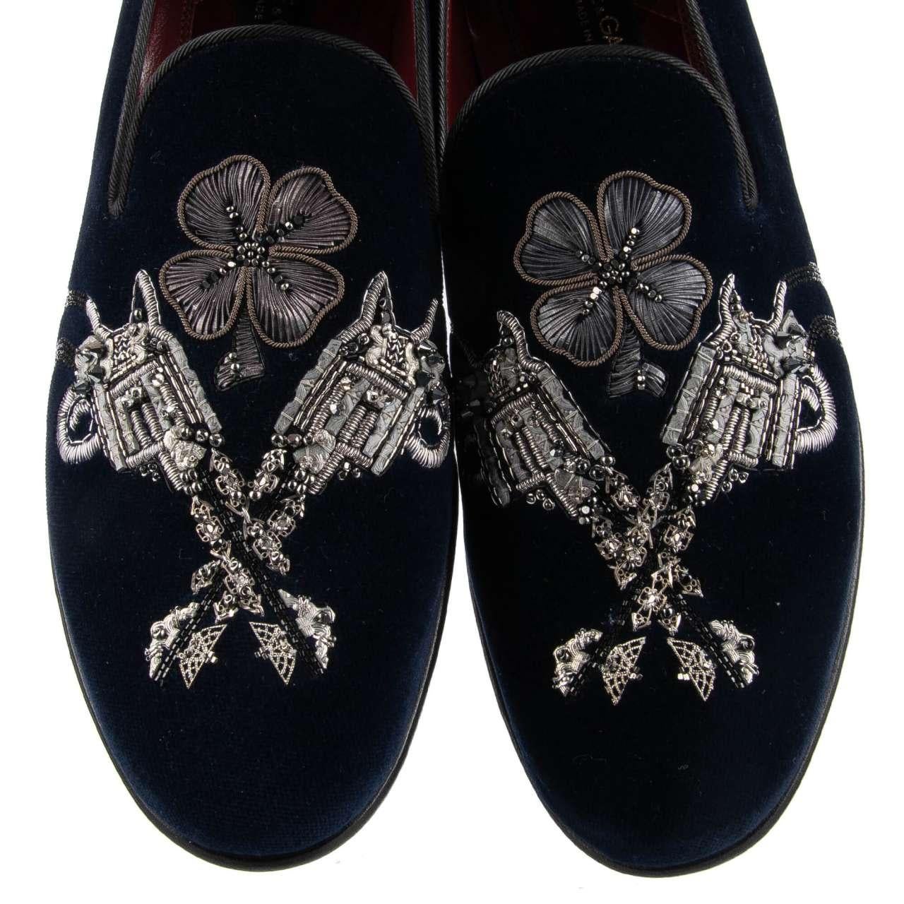 Men's Dolce & Gabbana - Pistols and Flower Loafer MILANO Blue EUR 45 For Sale