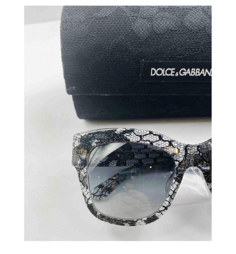 Dolce and Gabbana Plastic Black Sicily Taormina Lace printed sunglasses