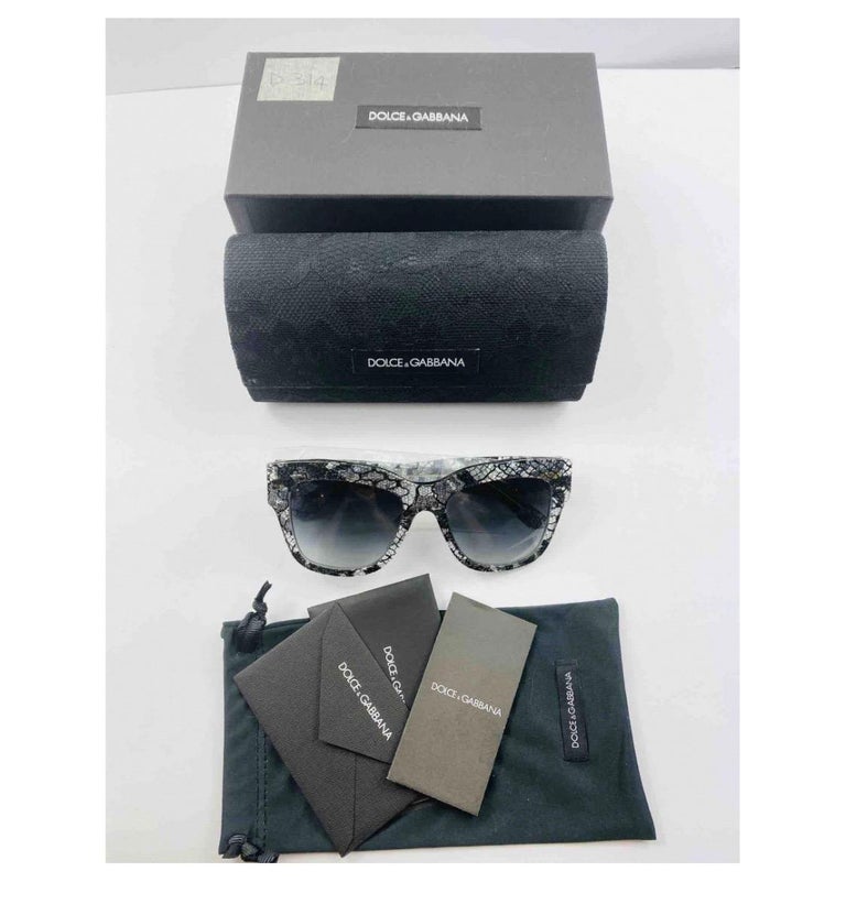 Dolce and Gabbana Plastic Black Sicily Taormina Lace printed sunglasses