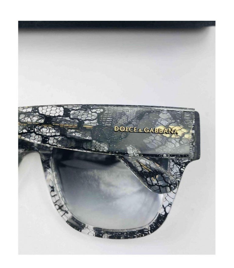 Dolce and Gabbana Plastic Black Sicily Taormina Lace printed sunglasses