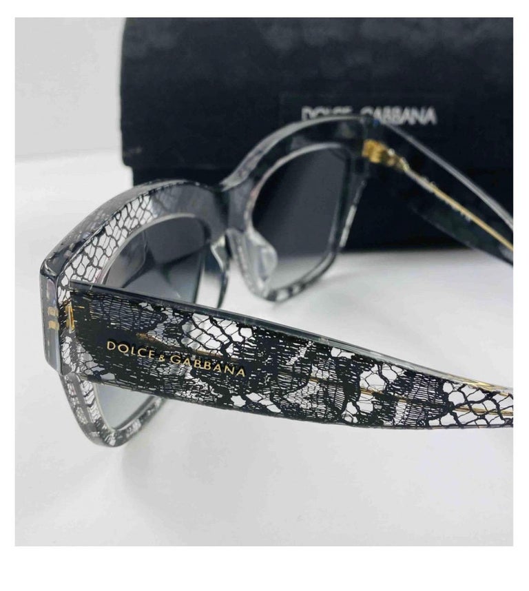 Dolce and Gabbana Plastic Black Sicily Taormina Lace printed sunglasses