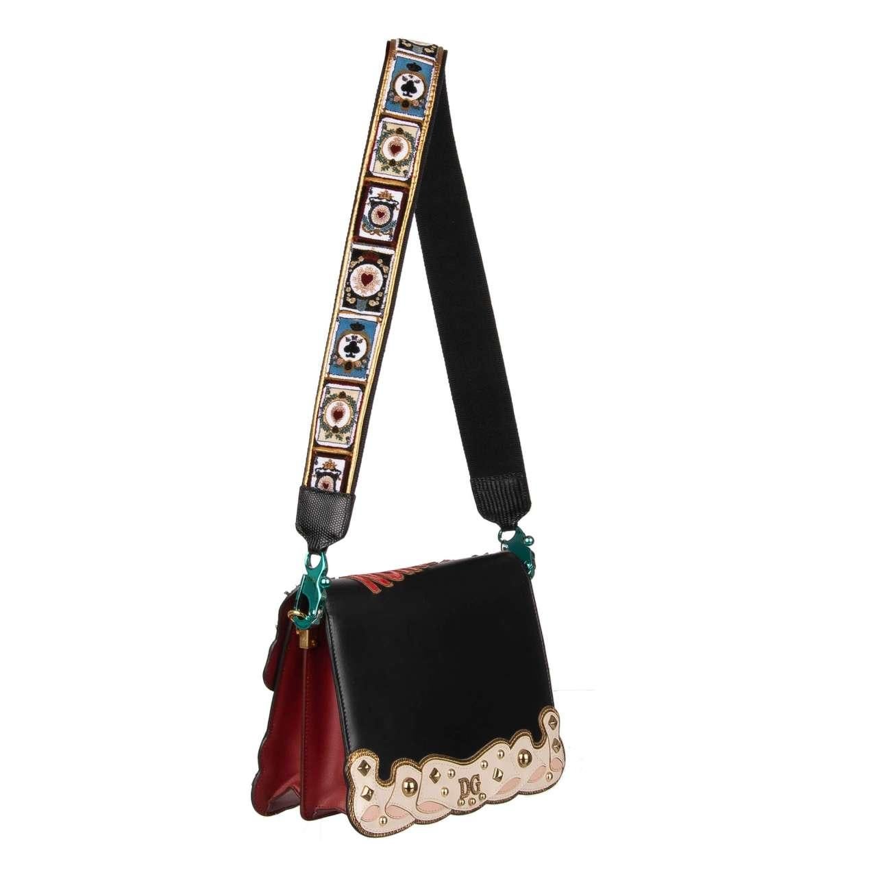 Dolce & Gabbana Playing Cards Heart Velvet Bag Strap Handle Black Blue For Sale 2
