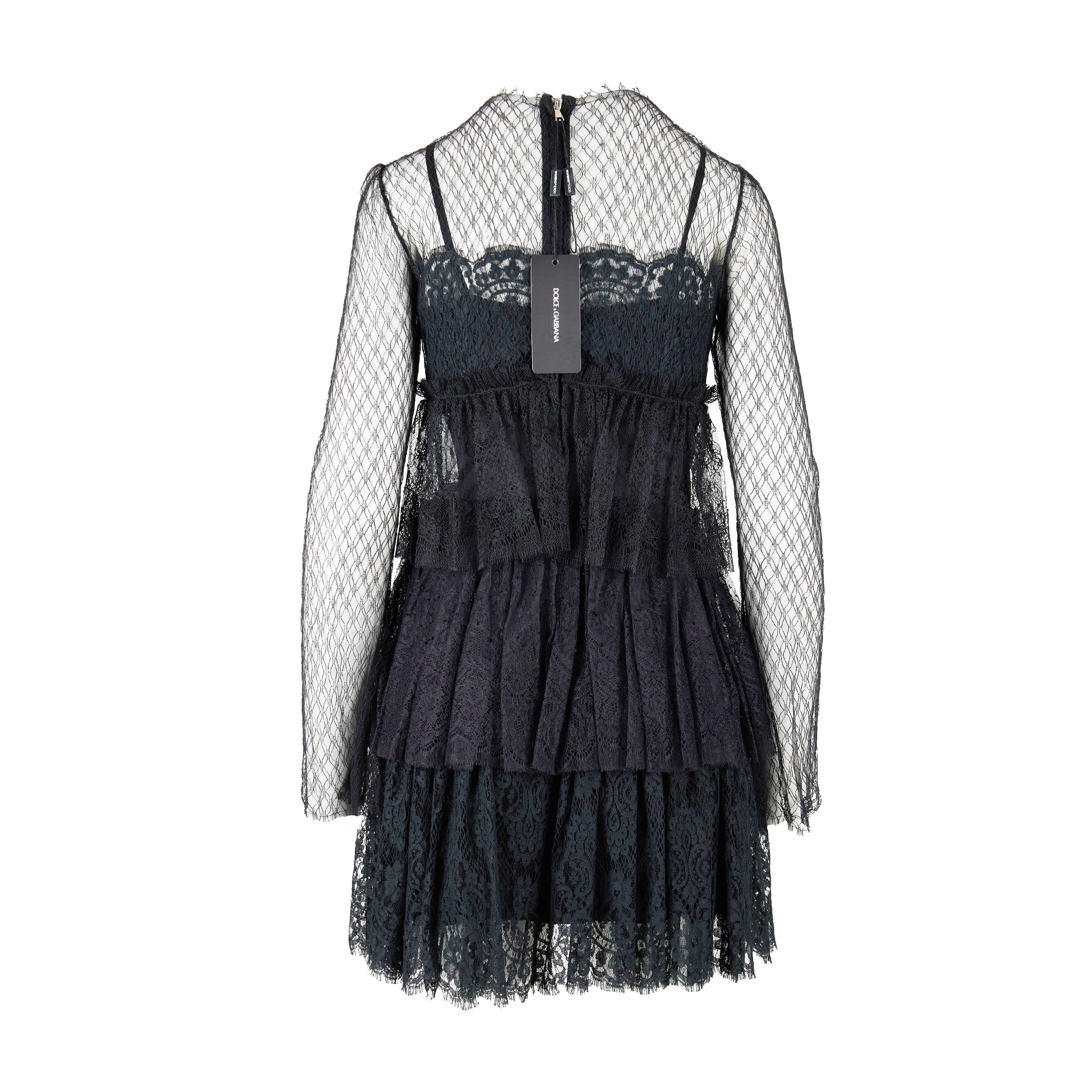 Dolce & Gabbana Pleated Lace Dress For Sale 3