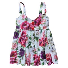 Dolce 
Gabbana pleated spaghetti strap cotton multicolour floral top