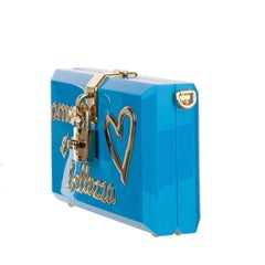Dolce & Gabbana Plexiglas Clutch Bag DOLCE BOX Amore e Bellezza Blue Gold