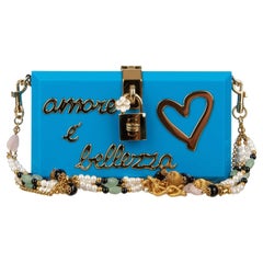 Dolce & Gabbana Plexiglas Clutch Bag DOLCE BOX Amore e Bellezza Blue Gold