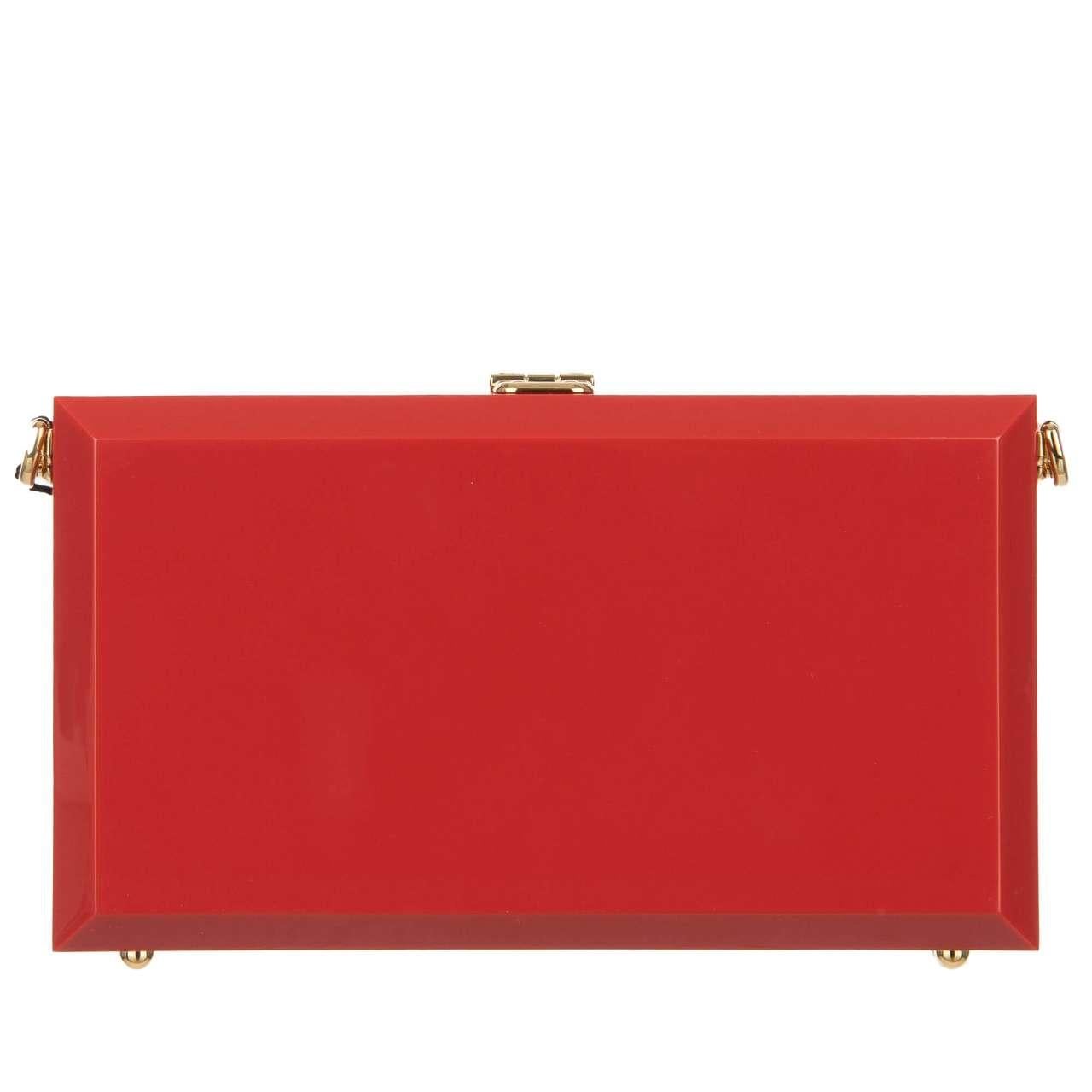 Dolce & Gabbana Plexiglas Clutch Bag DOLCE BOX Take My Heart Red Gold For Sale 1