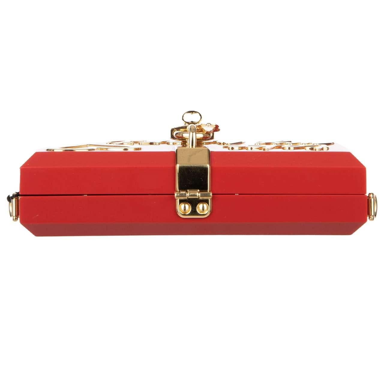 Dolce & Gabbana Plexiglas Clutch Bag DOLCE BOX Take My Heart Red Gold For Sale 3