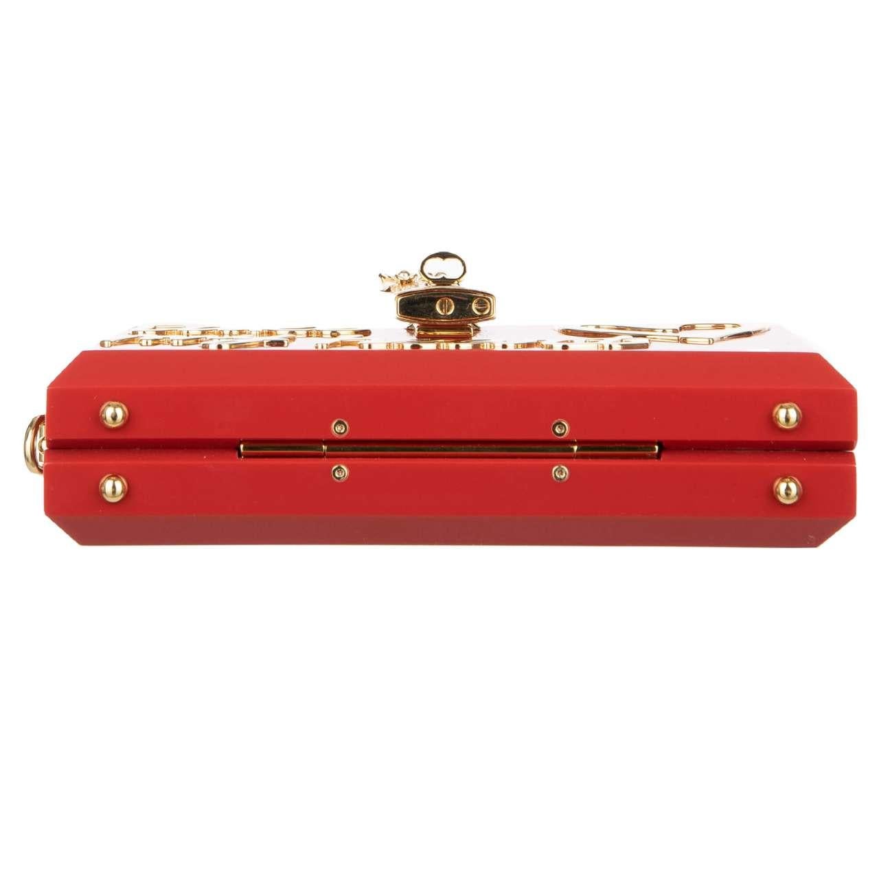 Dolce & Gabbana Plexiglas Clutch Bag DOLCE BOX Take My Heart Red Gold For Sale 4
