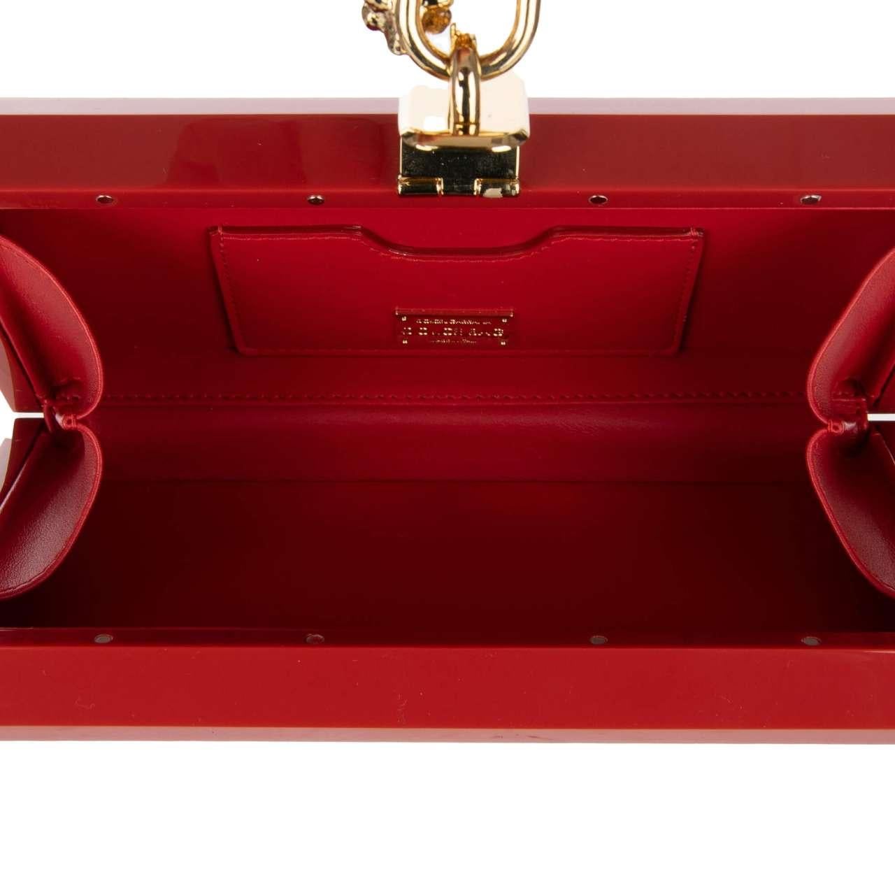 Dolce & Gabbana Plexiglas Clutch Bag DOLCE BOX Take My Heart Red Gold For Sale 5