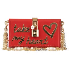 Dolce & Gabbana Plexiglas Clutch Bag DOLCE BOX Take My Heart Red Gold