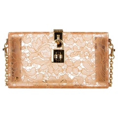 Dolce & Gabbana Plexiglass Clutch Bag DOLCE BOX Rainbow with Taormina Lace Beige