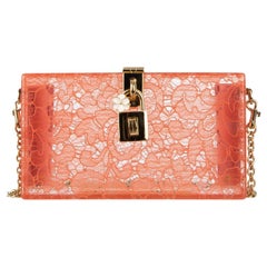 Dolce & Gabbana Plexiglass Clutch Bag DOLCE BOX Rainbow with Taormina Lace Pink