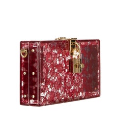 Dolce & Gabbana Plexiglass Clutch Bag DOLCE BOX Rainbow with Taormina Lace Red