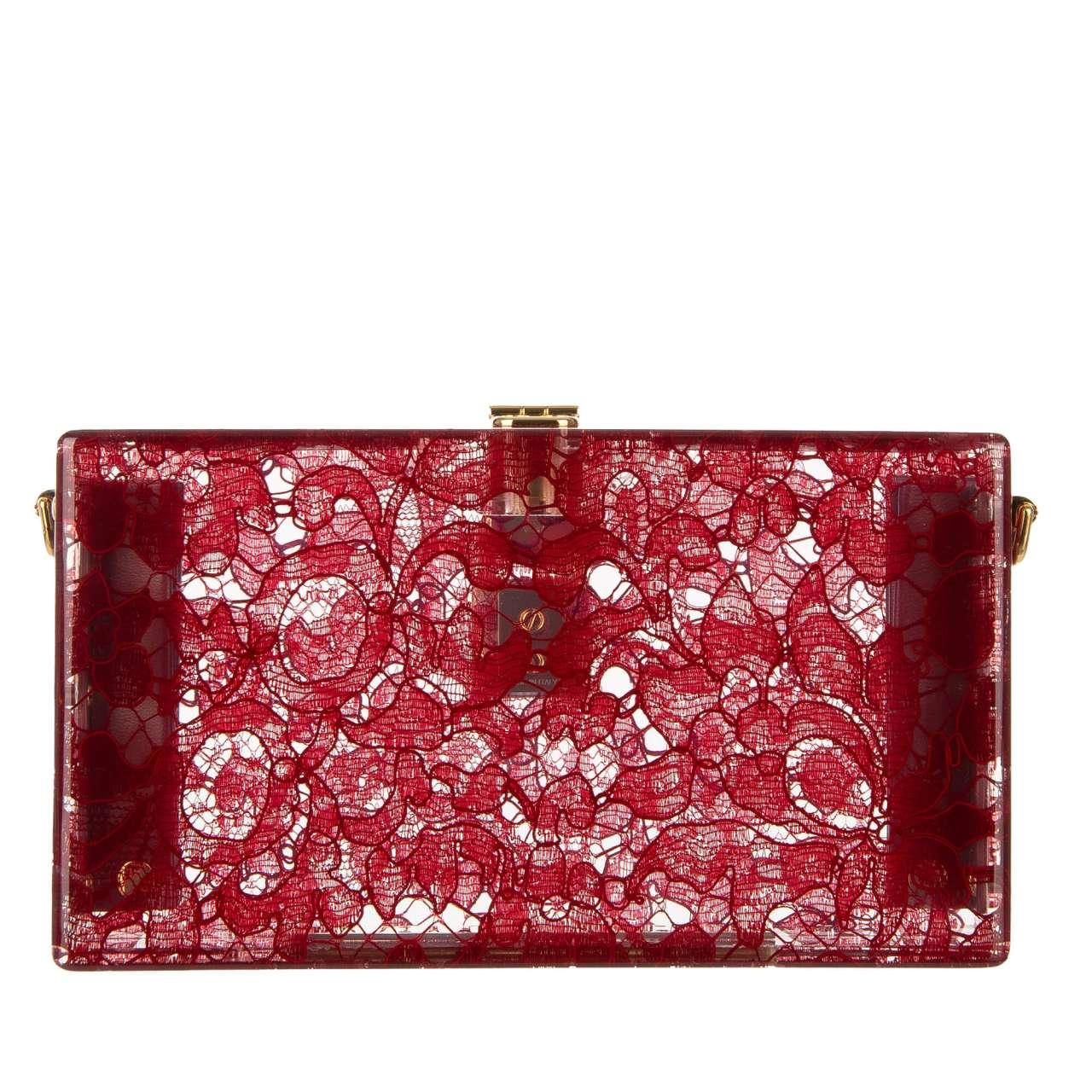 Women's Dolce & Gabbana Plexiglass Clutch Bag DOLCE BOX Rainbow with Taormina Lace Red For Sale