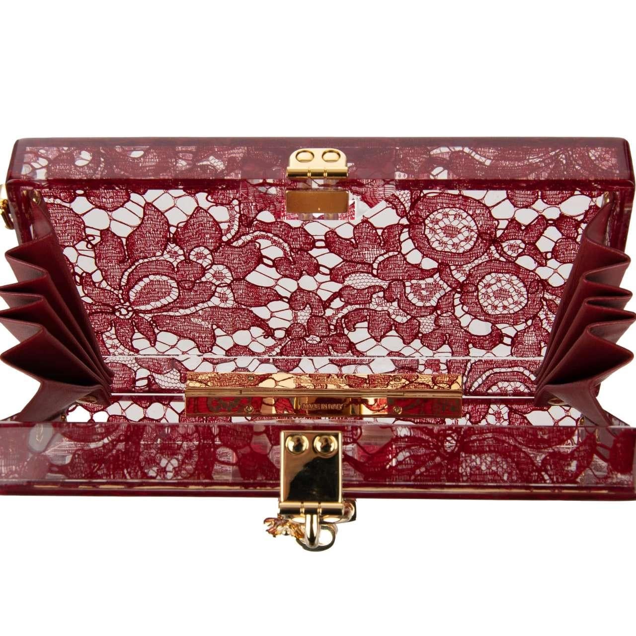 Dolce & Gabbana Plexiglass Clutch Bag DOLCE BOX Rainbow with Taormina Lace Red For Sale 4