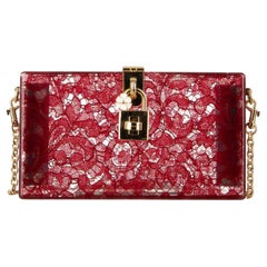 Dolce & Gabbana Plexiglass Clutch Bag DOLCE BOX Rainbow with Taormina Lace Red