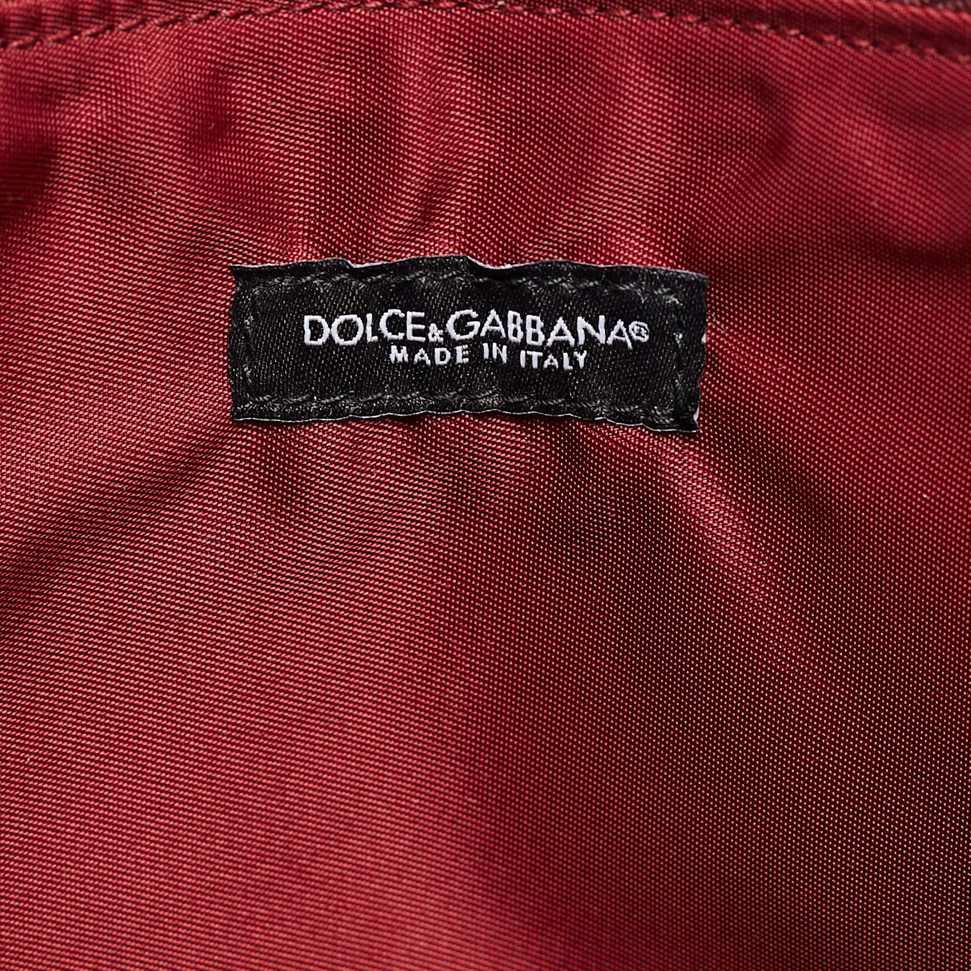 Dolce & Gabbana Plum Leather DG Family Zip Pouch 1
