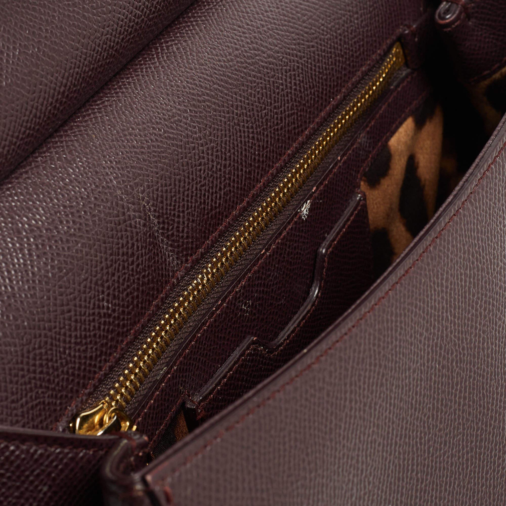 Dolce & Gabbana Plum Leather Medium Miss Sicily Top Handle Bag 8