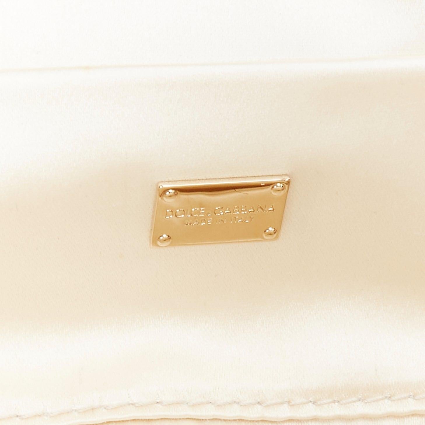 DOLCE GABBANA Pochette cream colorful crystal embellished lock frame clutch bag 5