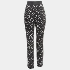 Dolce & Gabbana Polka Black Dot Crepe Trousers XL