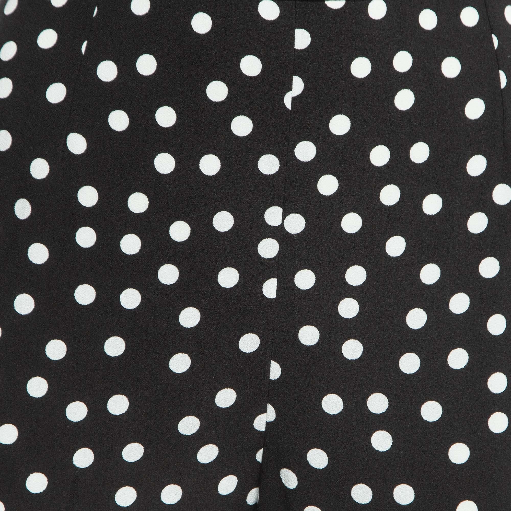 Dolce & Gabbana Polka Black Dot Crepe Trousers XL In Good Condition For Sale In Dubai, Al Qouz 2