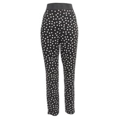 Dolce & Gabbana Polka Black Dot Crepe Trousers XL