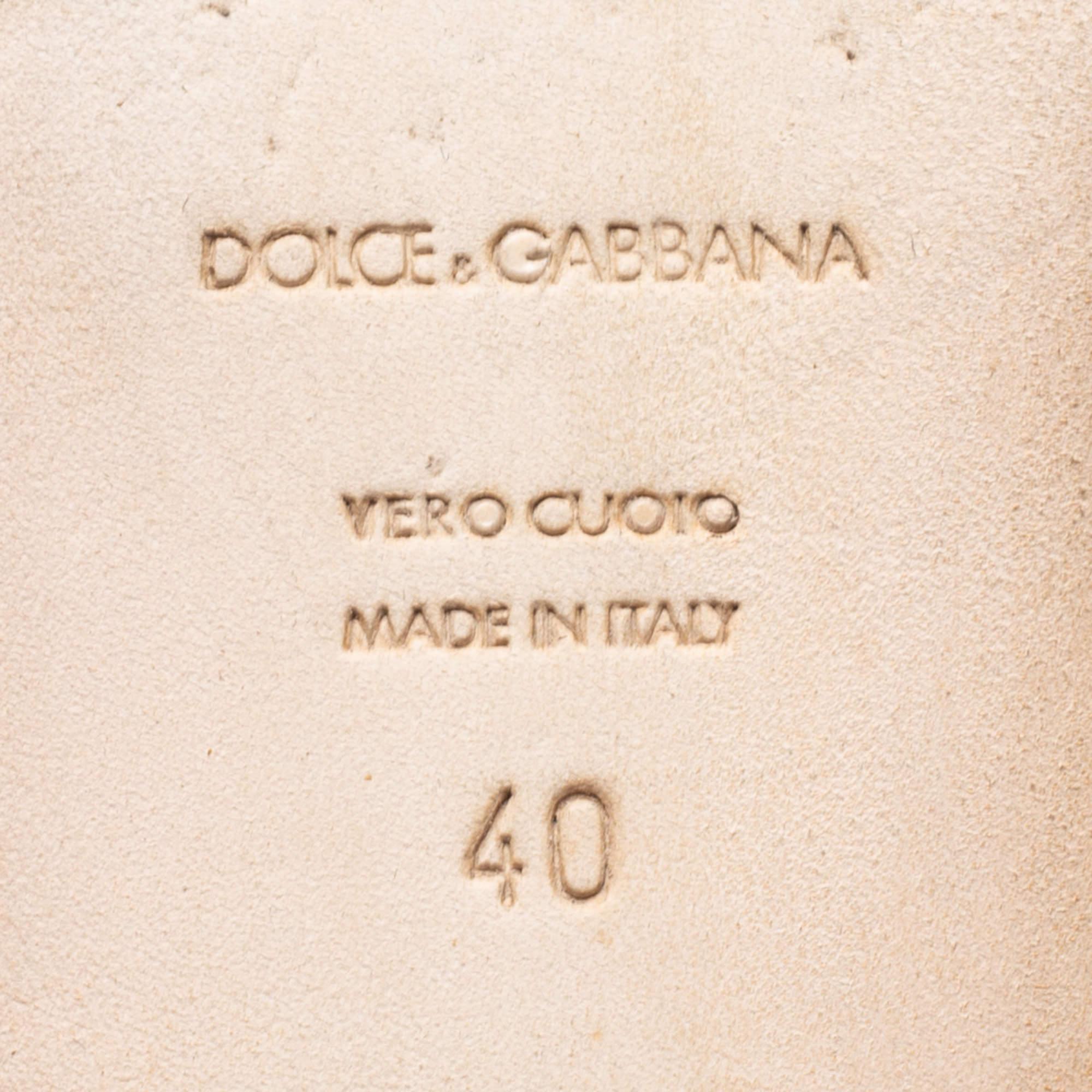 Dolce & Gabbana Polka Dot Fabric Crystal Embellished Flat Slide Sandals Size 40 1