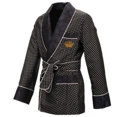Dolce & Gabbana gepunkteter geblümter Seidenjacquard-Blazer in Goldkrone Schwarz 48