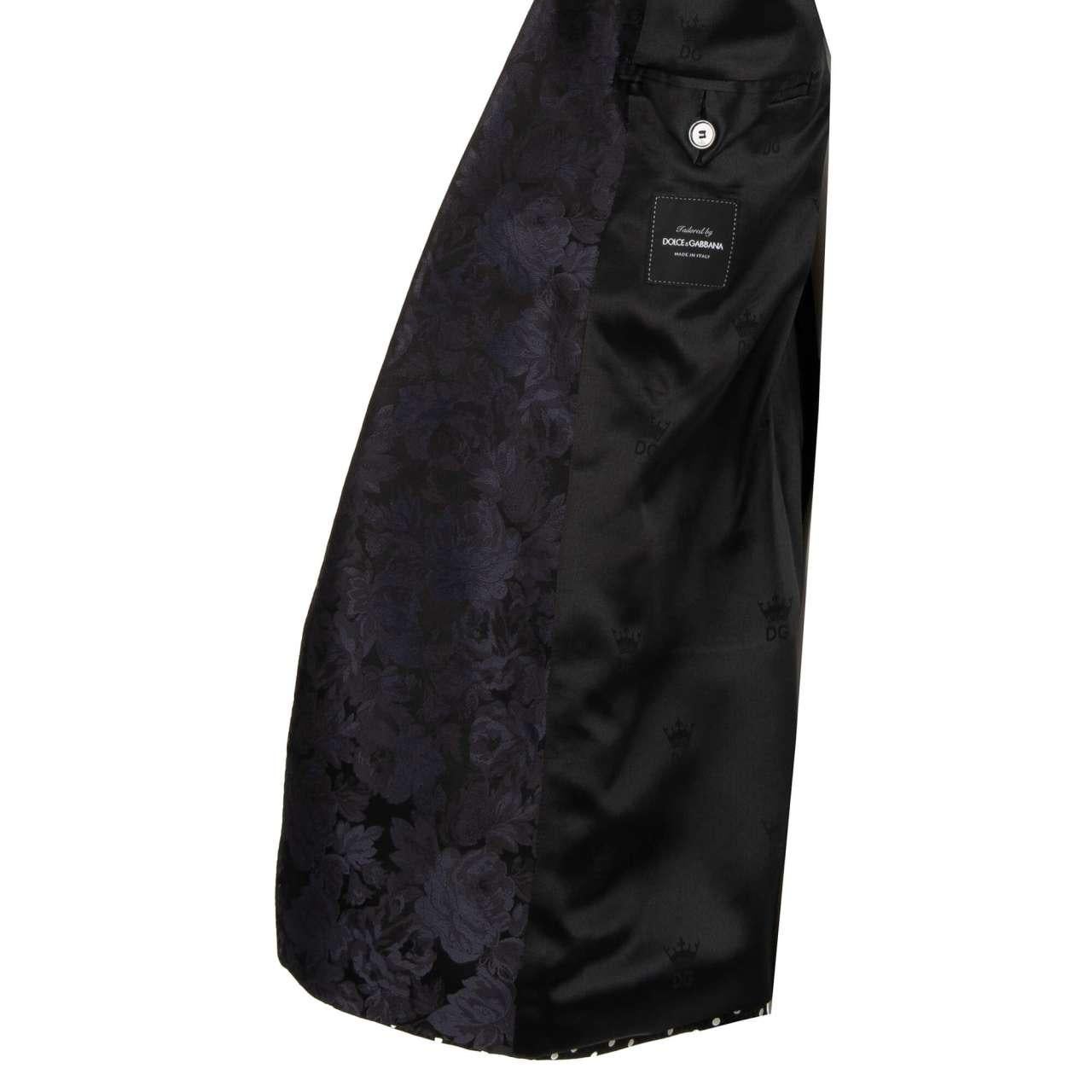 Dolce & Gabbana Polka Dot Floral Silk Jacquard Robe Blazer Gold Crown Black 48 For Sale 3