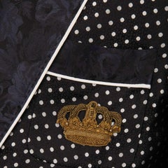 Dolce & Gabbana gepunkteter geblümter Seidenjacquard-Blazer in Goldkrone Schwarz 52