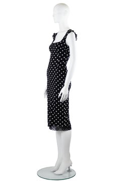 Dolce & Gabbana Polka Dot Lace-Hem Midi Dress 1990s