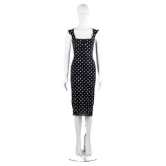Dolce & Gabbana Polka Dot Lace-Hem Midi Dress 1990s