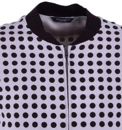 Dolce & Gabbana - Polka Dot Printed Viscose Bomber Jacket Brown Beige 48