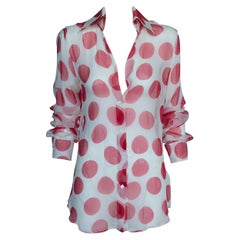 Dolce & Gabbana Polka-Dot Silk-Chiffon Sheer Shirt